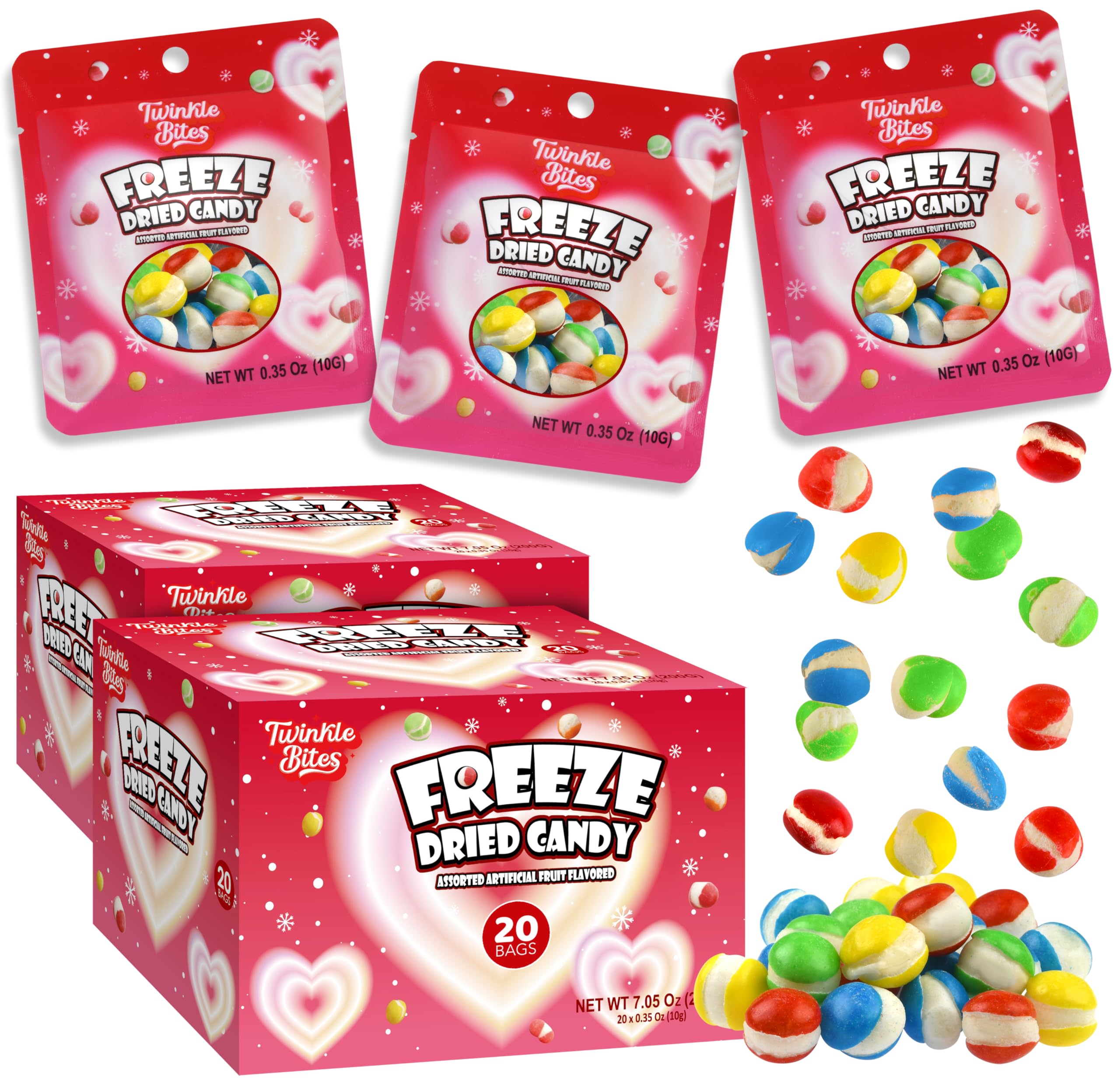 CANDY出品 40 Pack Valentines Day Freeze Dried Candy- 10 Pcs Per Bag - Bulk